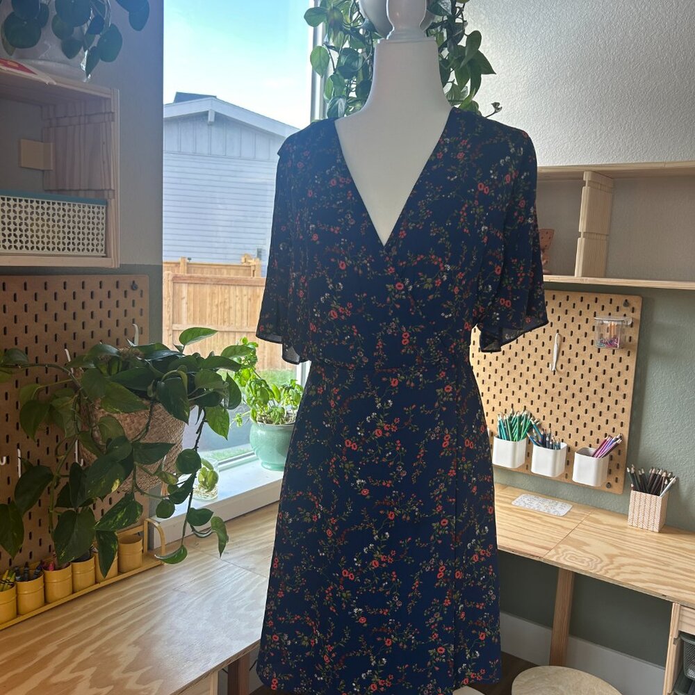 Madewell Amaranth Wrap Dress Moonless Floral Plus Size 20 - Picture 2 of 6